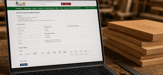 Online-Zuschnittformular